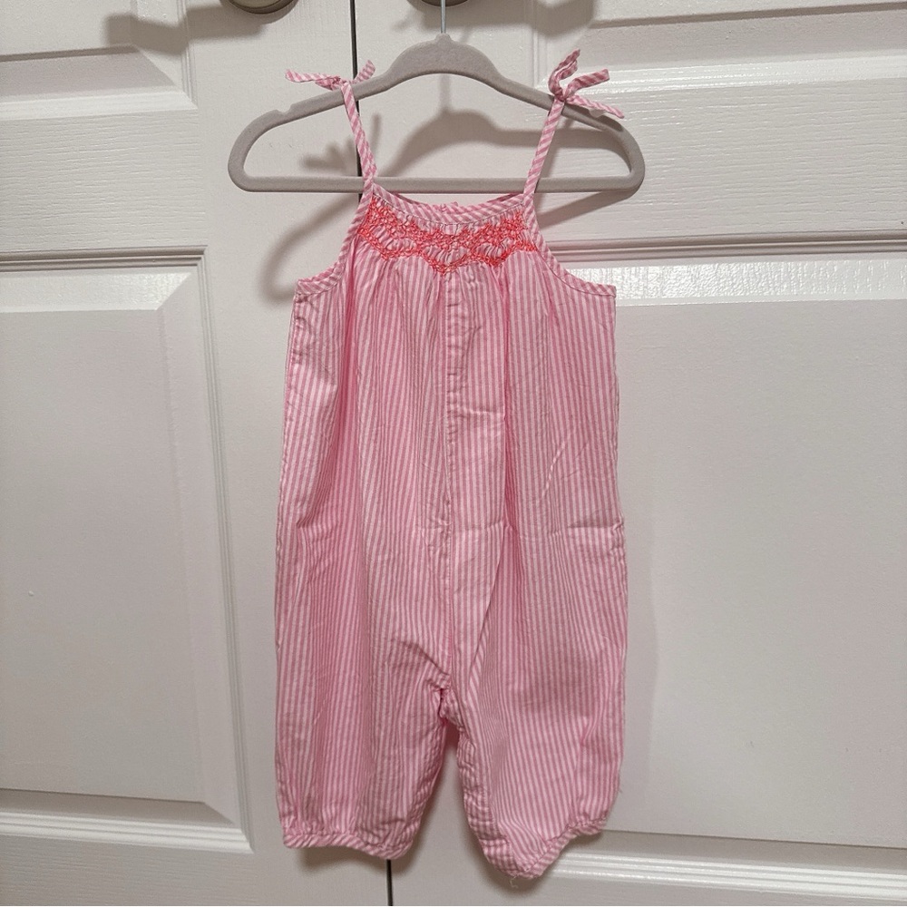 Jacadi 💕 Pink and White Striped Jumpsuit